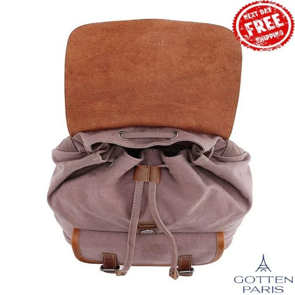 TSD BRAND Bigleaf Canvas Backpack Brown Women's Bag - Picture 5 of 12